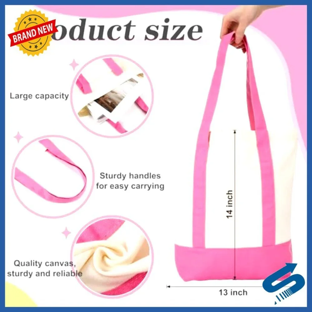 Canvas Tote Bags Reusable Grocery Shopping Pastel Colors Minimal Chic